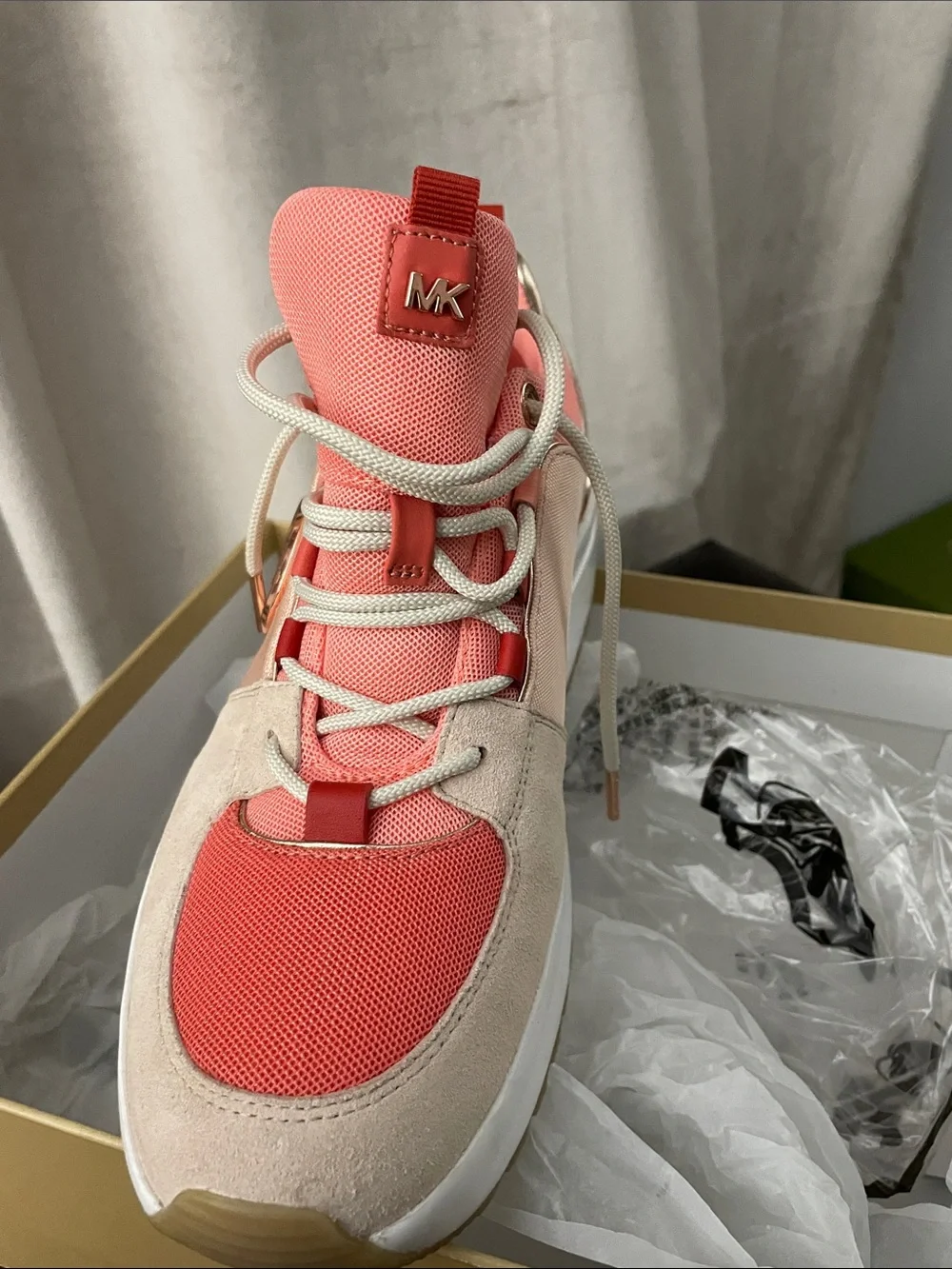 Michael Kors Coral and Blush Platform Sneakers for Women